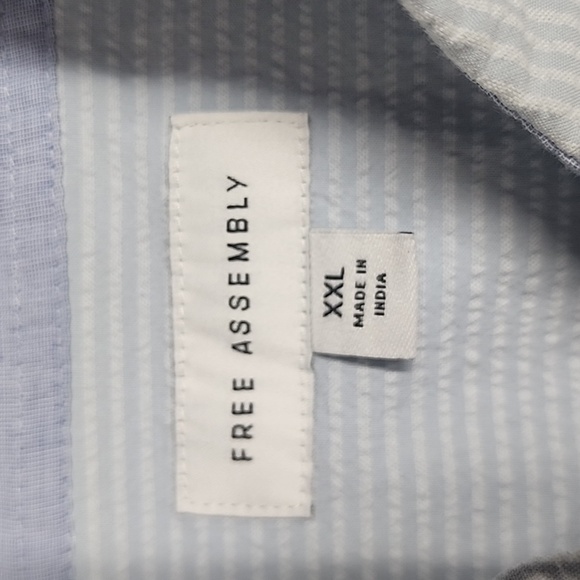 Free Assembly mens XXL blue/white stripe button-down collared short sleeve shirt - Picture 9 of 11